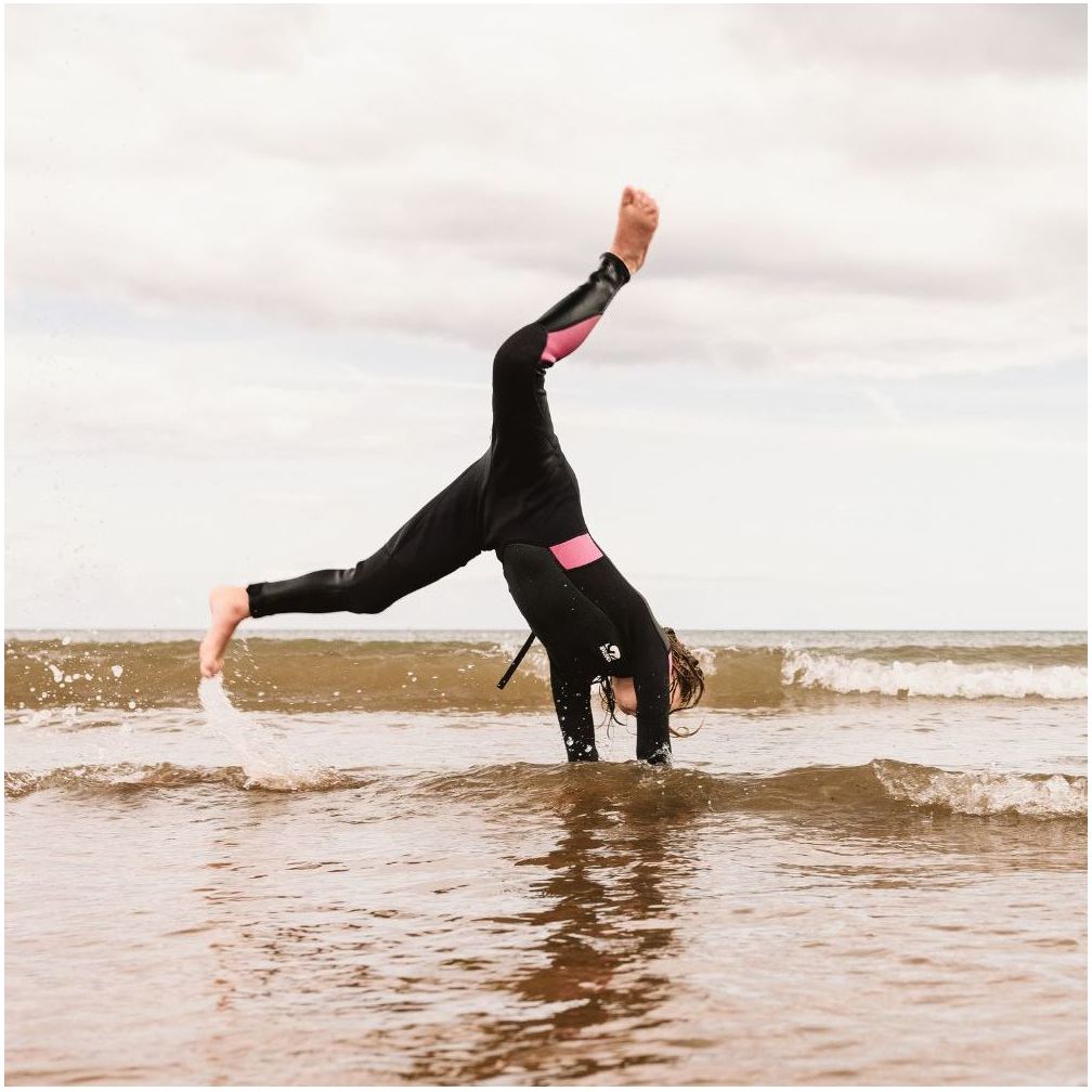 2025 Gul Junior Girls G-Force 3mm Flatlock Wetsuit GF1308-B7 - Black / Pink